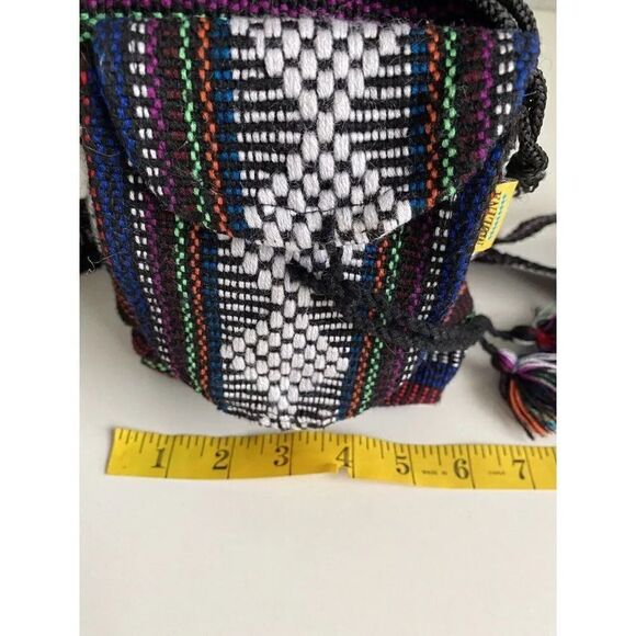 Artesanias Molina Indian Bag Mexico Handmade Woven Multicolor Mini Backpack - Picture 4 of 11